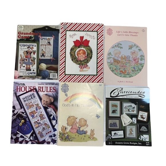 Lot of 6 Counted Cross Stitch Booklets Leaflets Magazines Jeremiah Junction - Picture 1 of 6